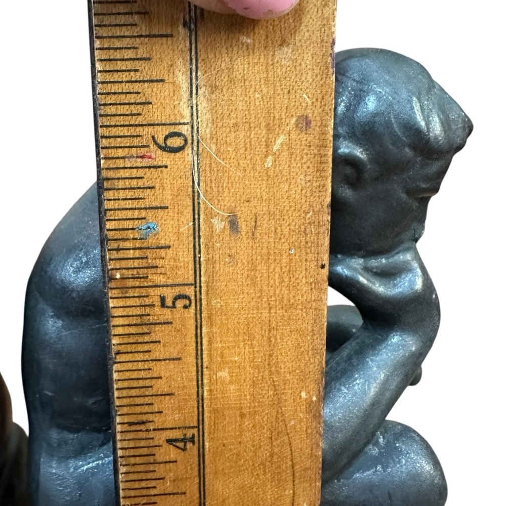 Vintage The Thinker Sculpture Set Ceramic Statue Figurine Book Ends Bookends - Picture 8 of 8